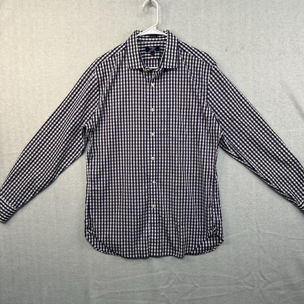 J Crew Thompson Shirtings 80's 2-ply Wrinkle Free Large (16-16 1/2) Purple Gingh